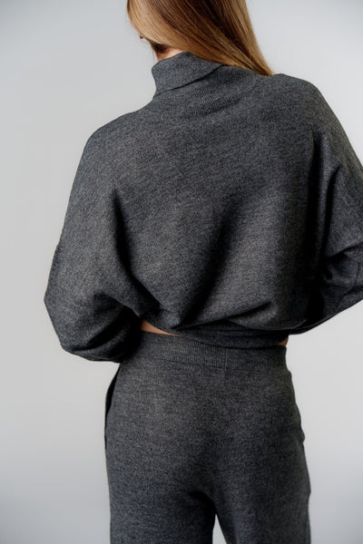 Turtleneck Knit Pullover Dark Grey