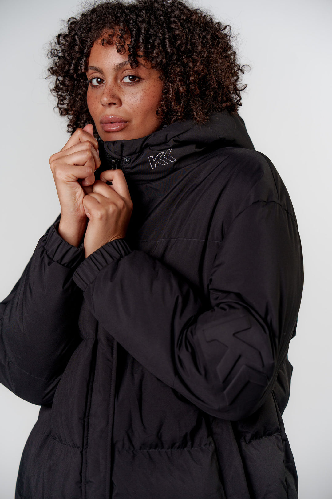 Black puffer winter jacket online