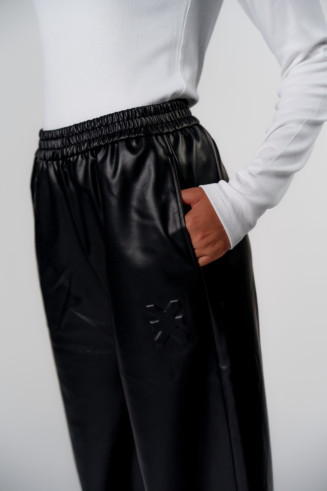 Leather Trackpants Black