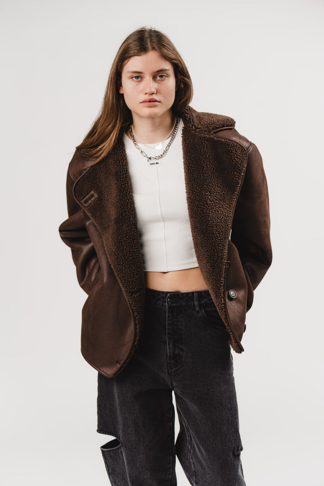 Faux Leather Jacket Brown - Karo Kauer Label