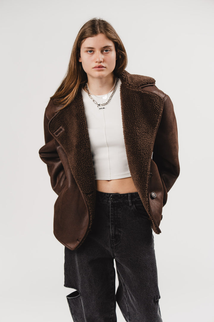 Faux Leather Jacket Brown - Karo Kauer Label