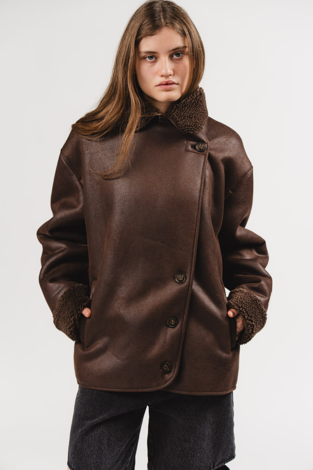 Faux Leather Jacket Brown - Karo Kauer Label