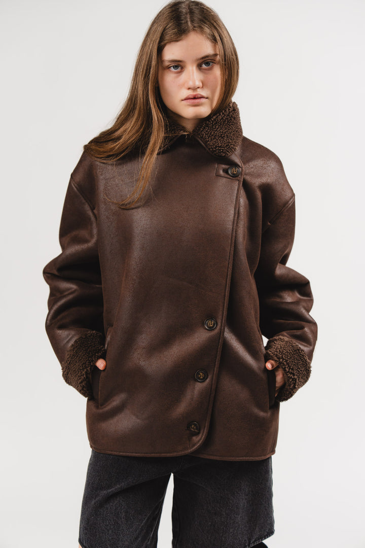 Faux Leather Jacket Brown - Karo Kauer Label