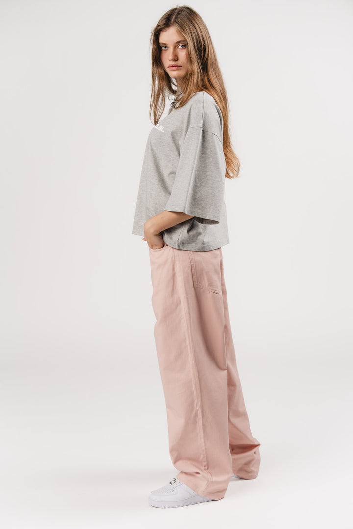 T-Shirt Cropped Grey Melange - Karo Kauer Label