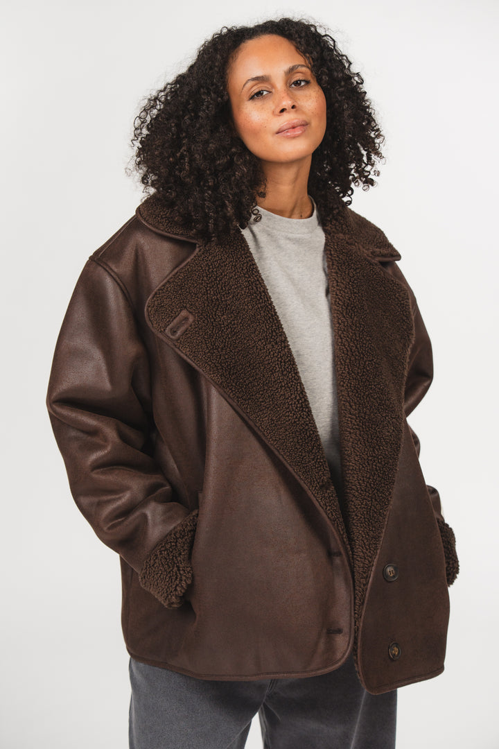 Faux Leather Jacket Brown - Karo Kauer Label