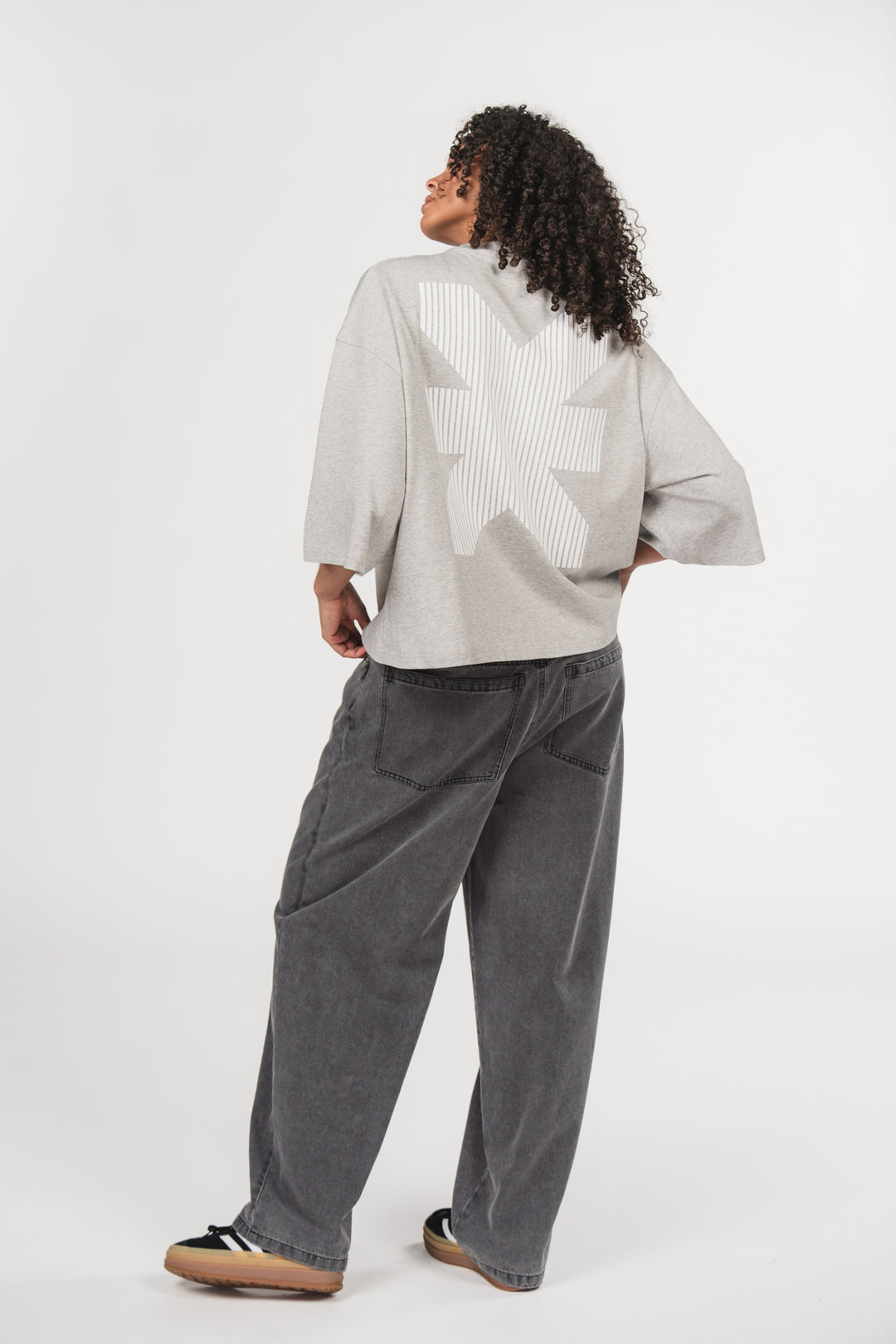 T-Shirt Cropped Grey Melange - Karo Kauer Label