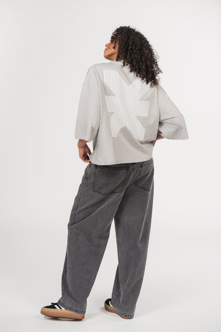 T-Shirt Cropped Grey Melange - Karo Kauer Label