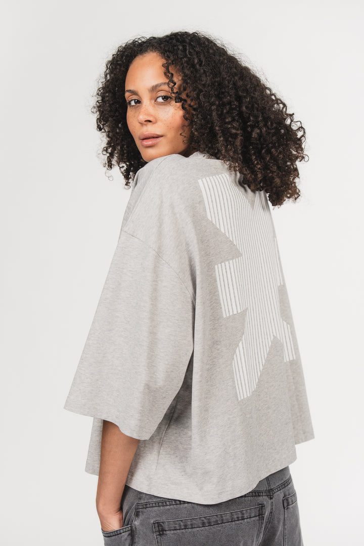 T-Shirt Cropped Grey Melange - Karo Kauer Label