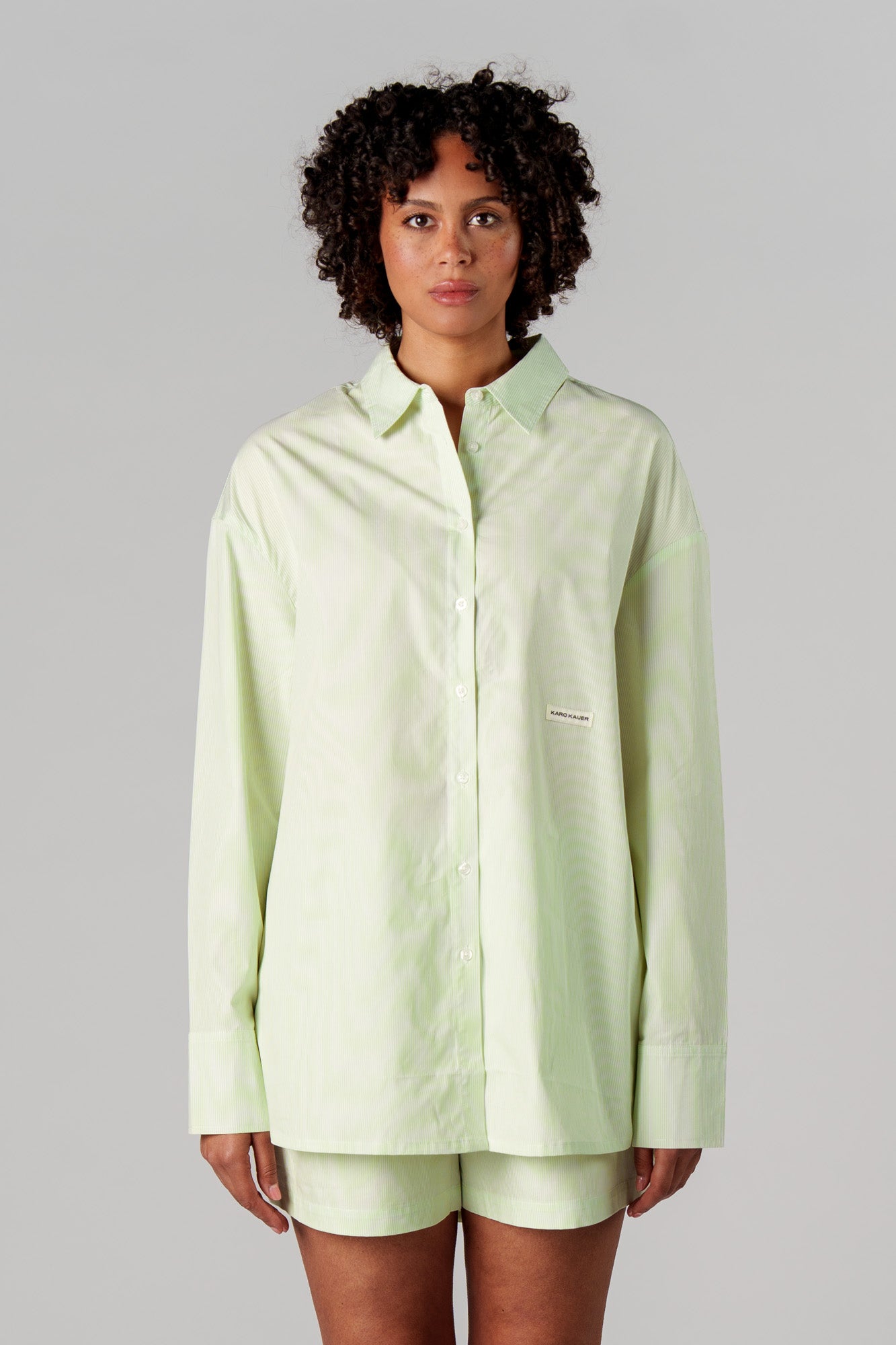 Woven Blouse Striped Matcha