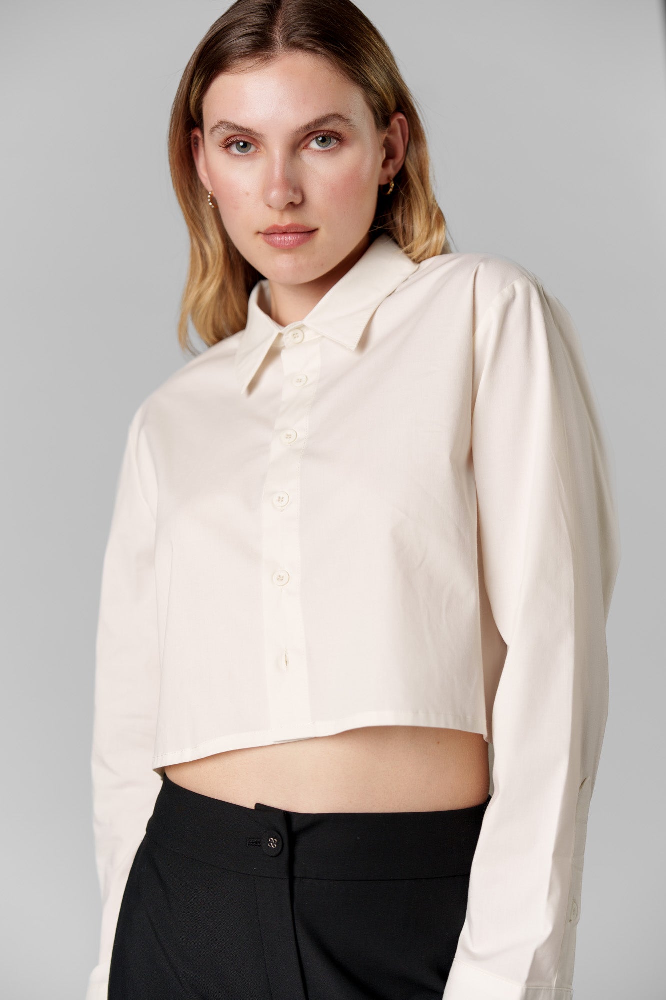 Woven Blouse Cropped Creme