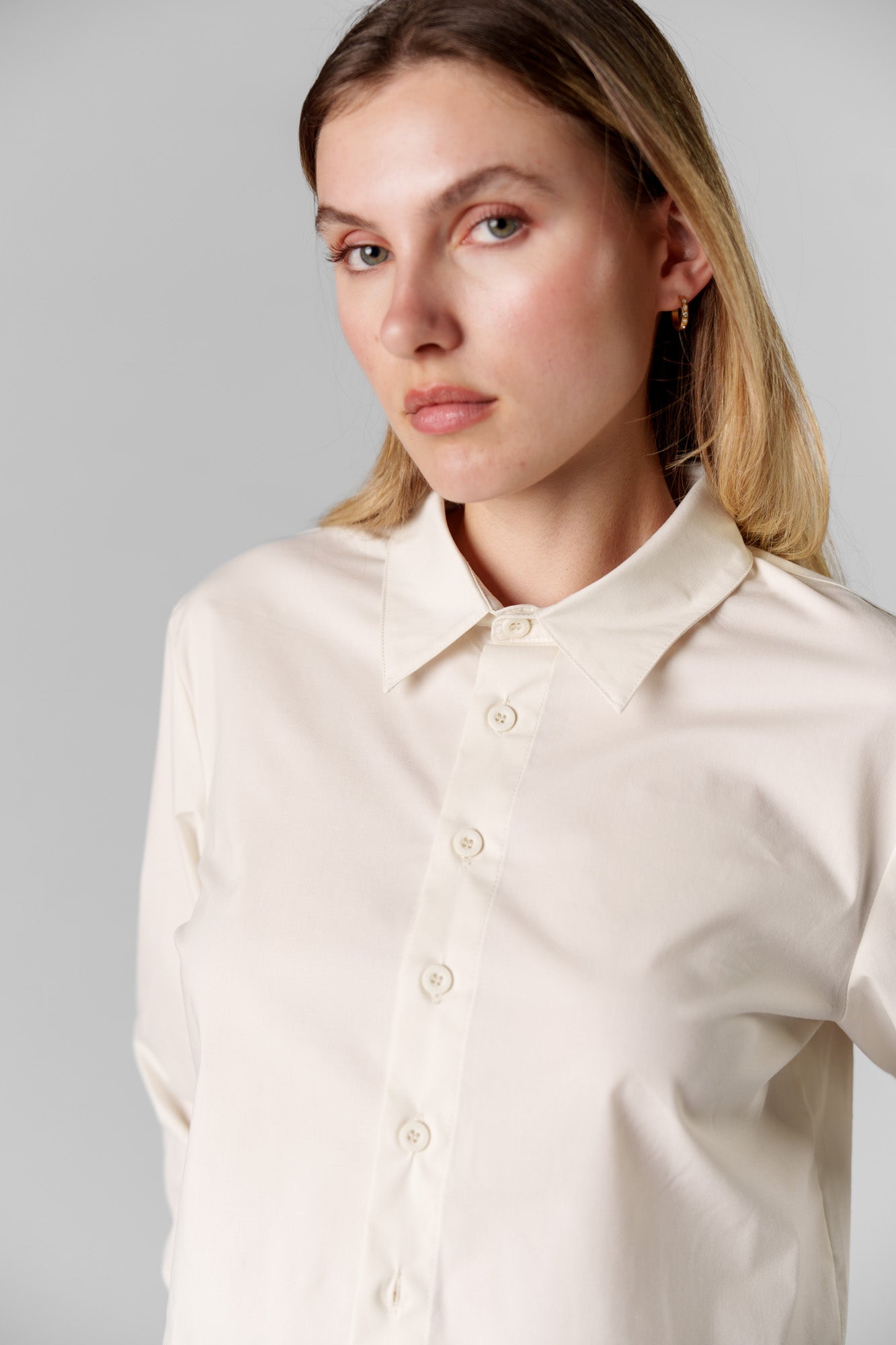 Woven Blouse Cropped Creme