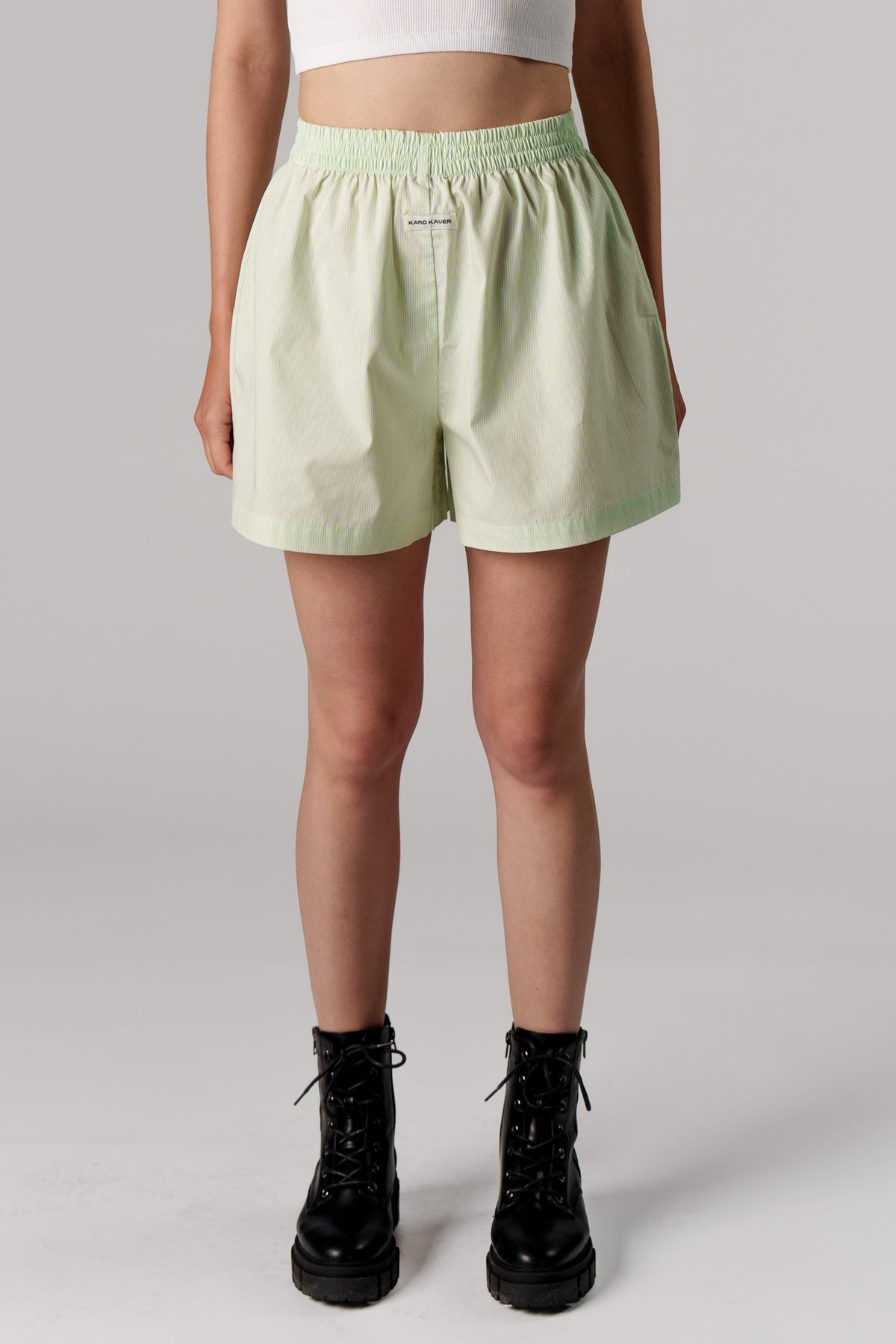 Karo Kauer Woven Shorts Striped Matcha