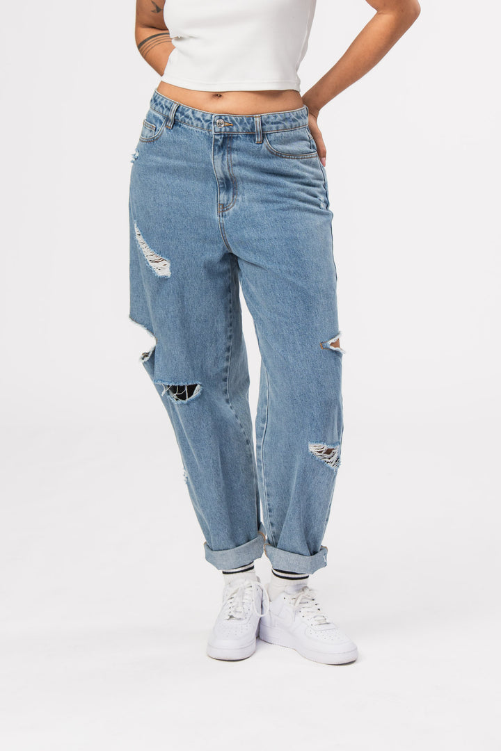 Denim Pants Cut Out Distressed