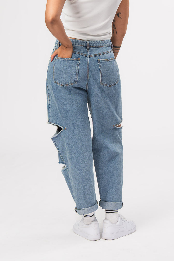 Denim Pants Cut Out Distressed