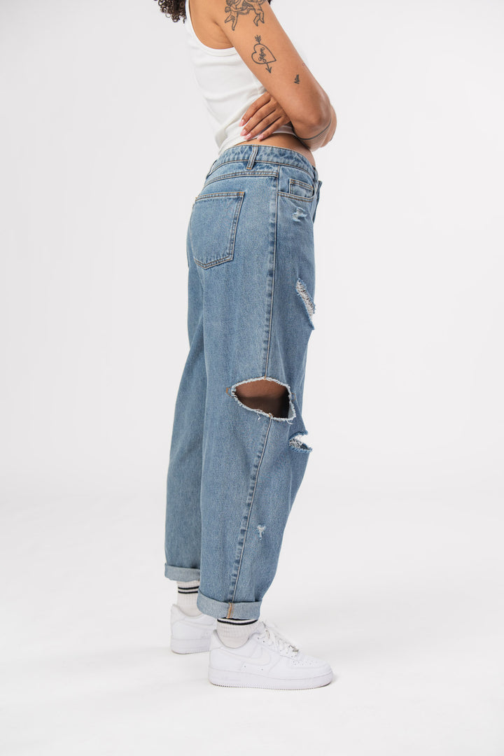 Denim Pants Cut Out Distressed