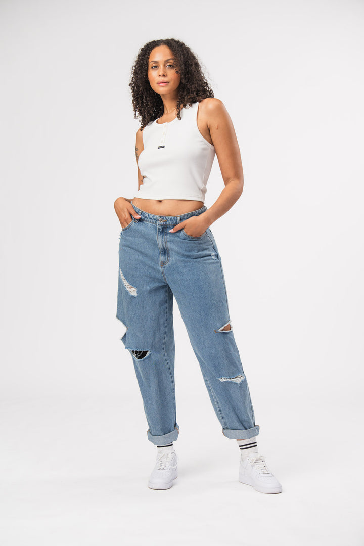 Denim Pants Cut Out Distressed
