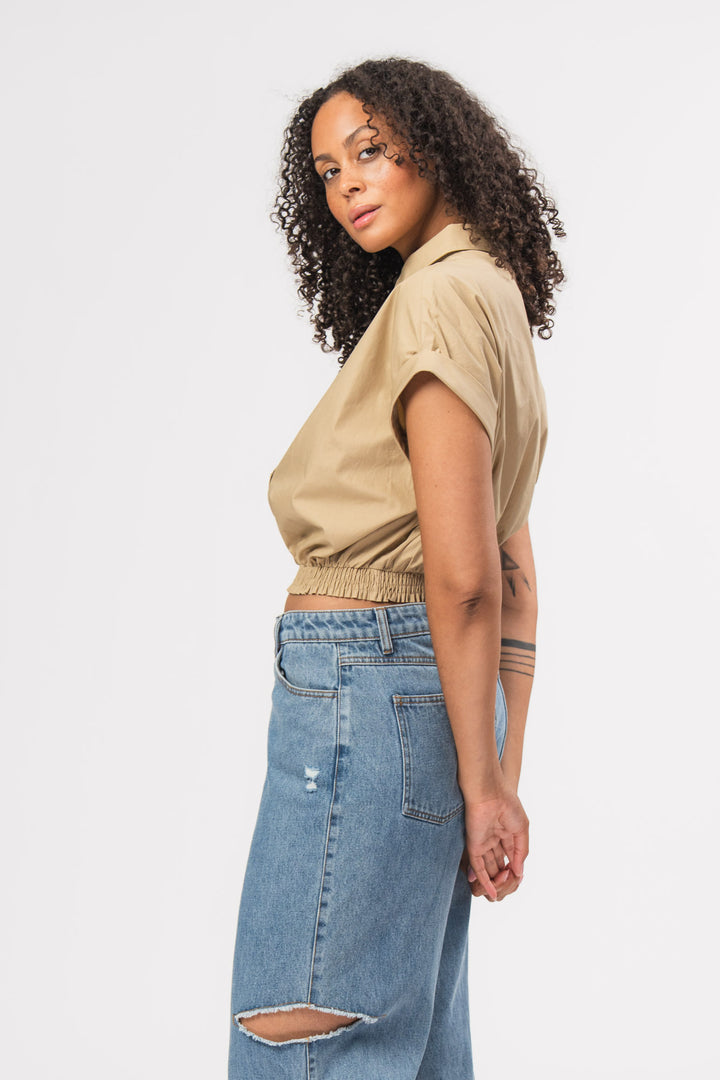 Cropped Blouse Beige