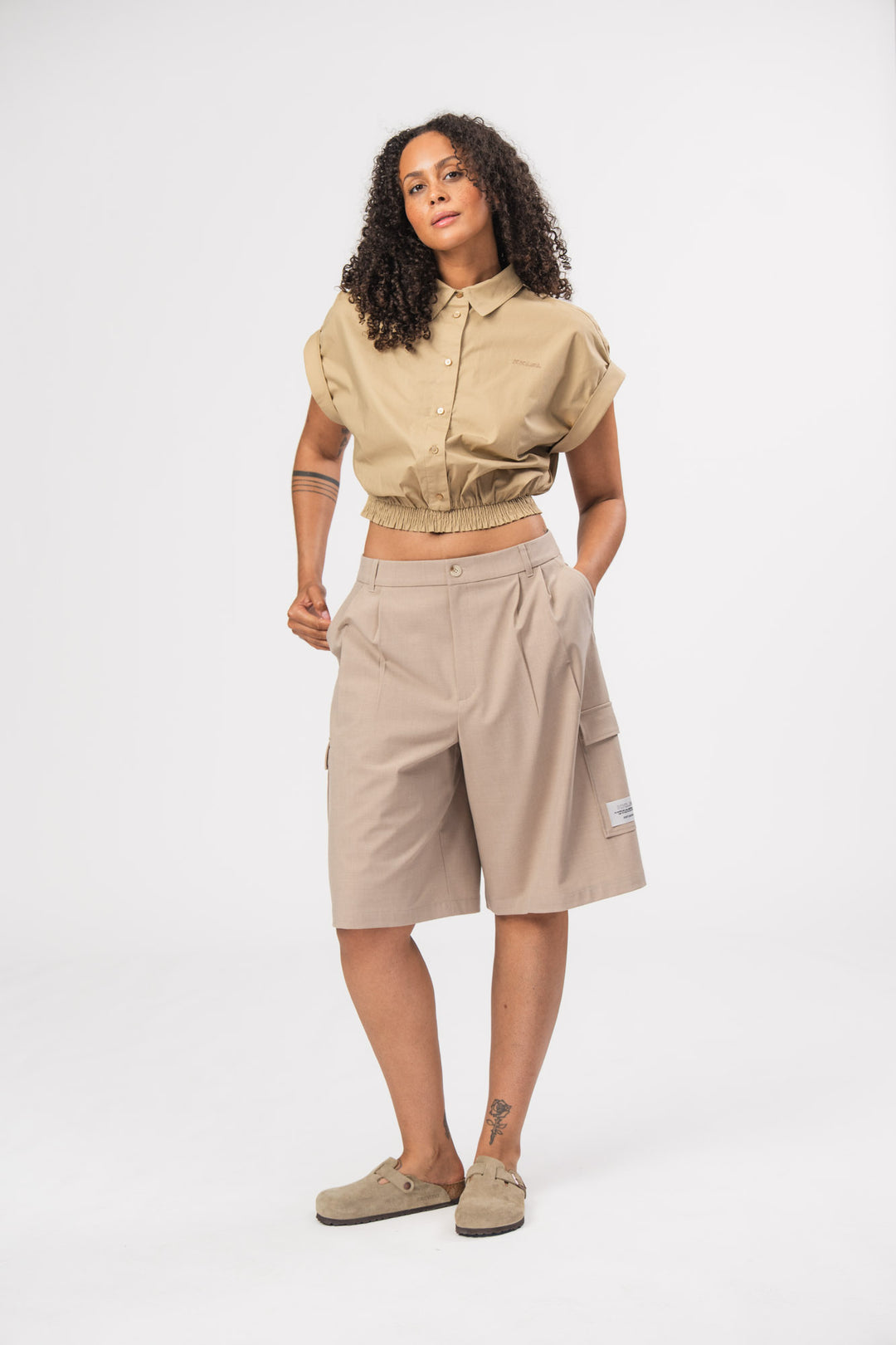 Cropped Blouse Beige