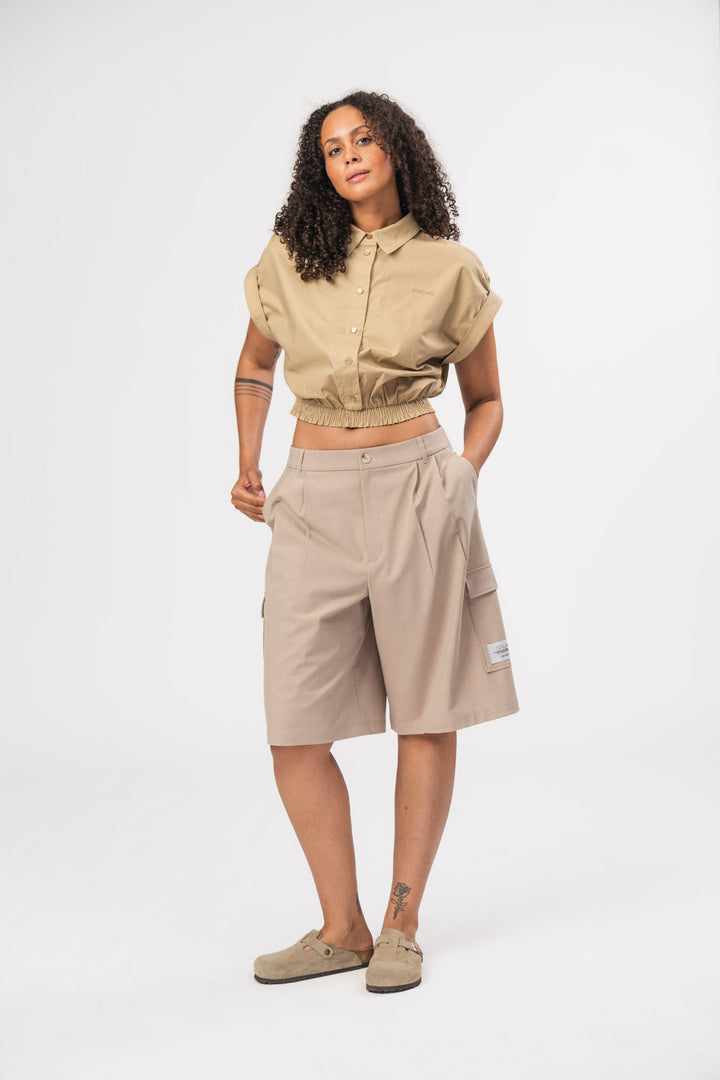Cropped Blouse Beige