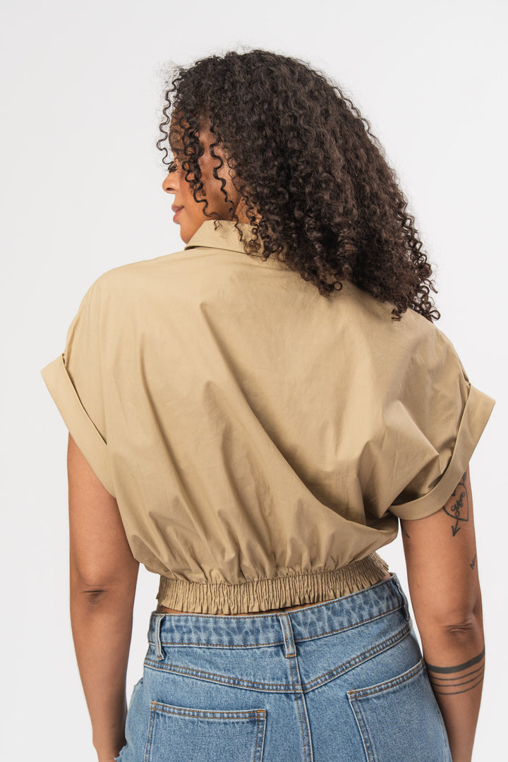 Cropped Blouse Beige