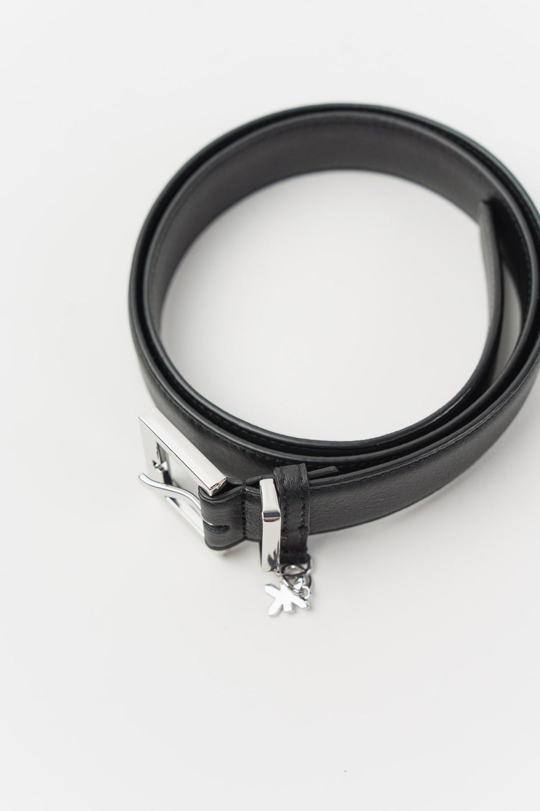 Leather Belt Black Silver
