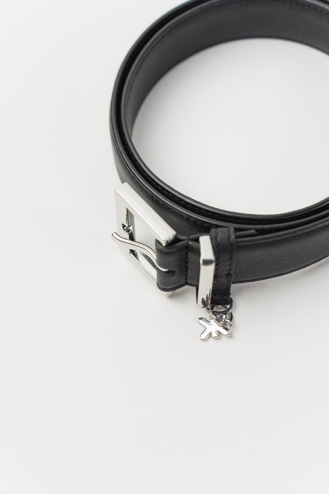 Leather Belt Black Silver