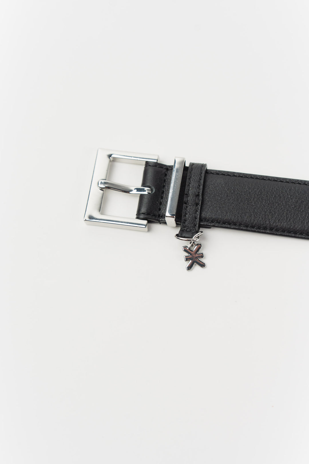 Leather Belt Black Silver