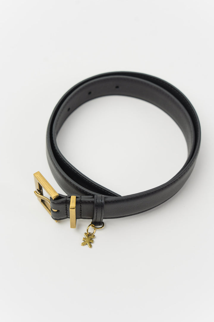 Leather Belt Black Gold
