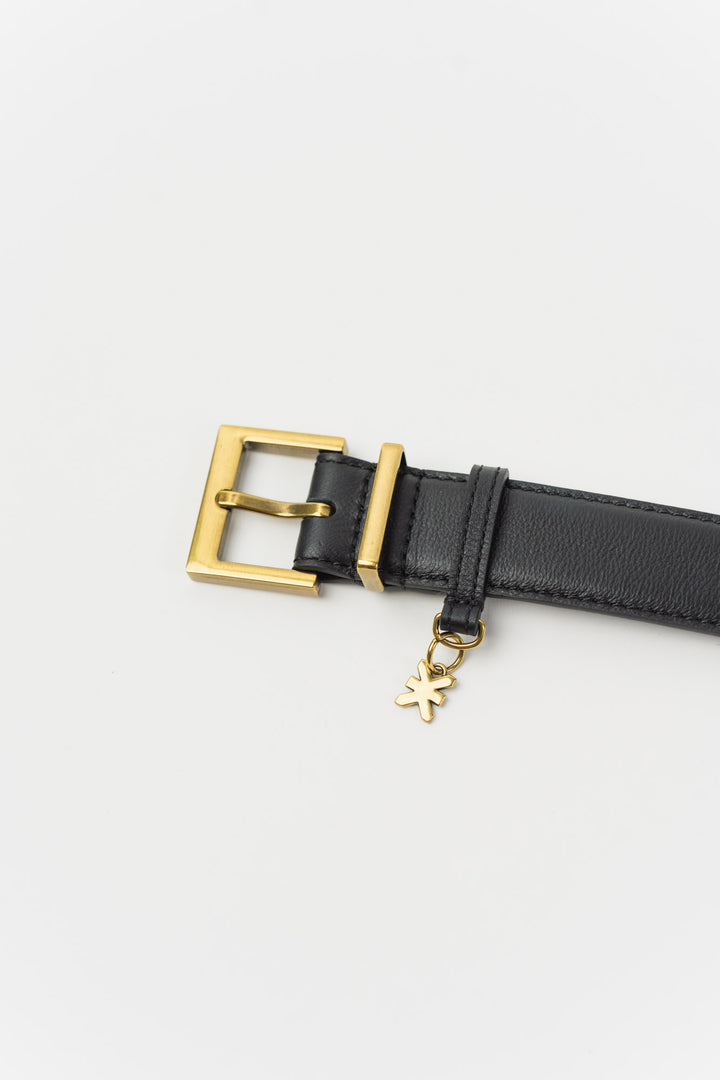 Leather Belt Black Gold