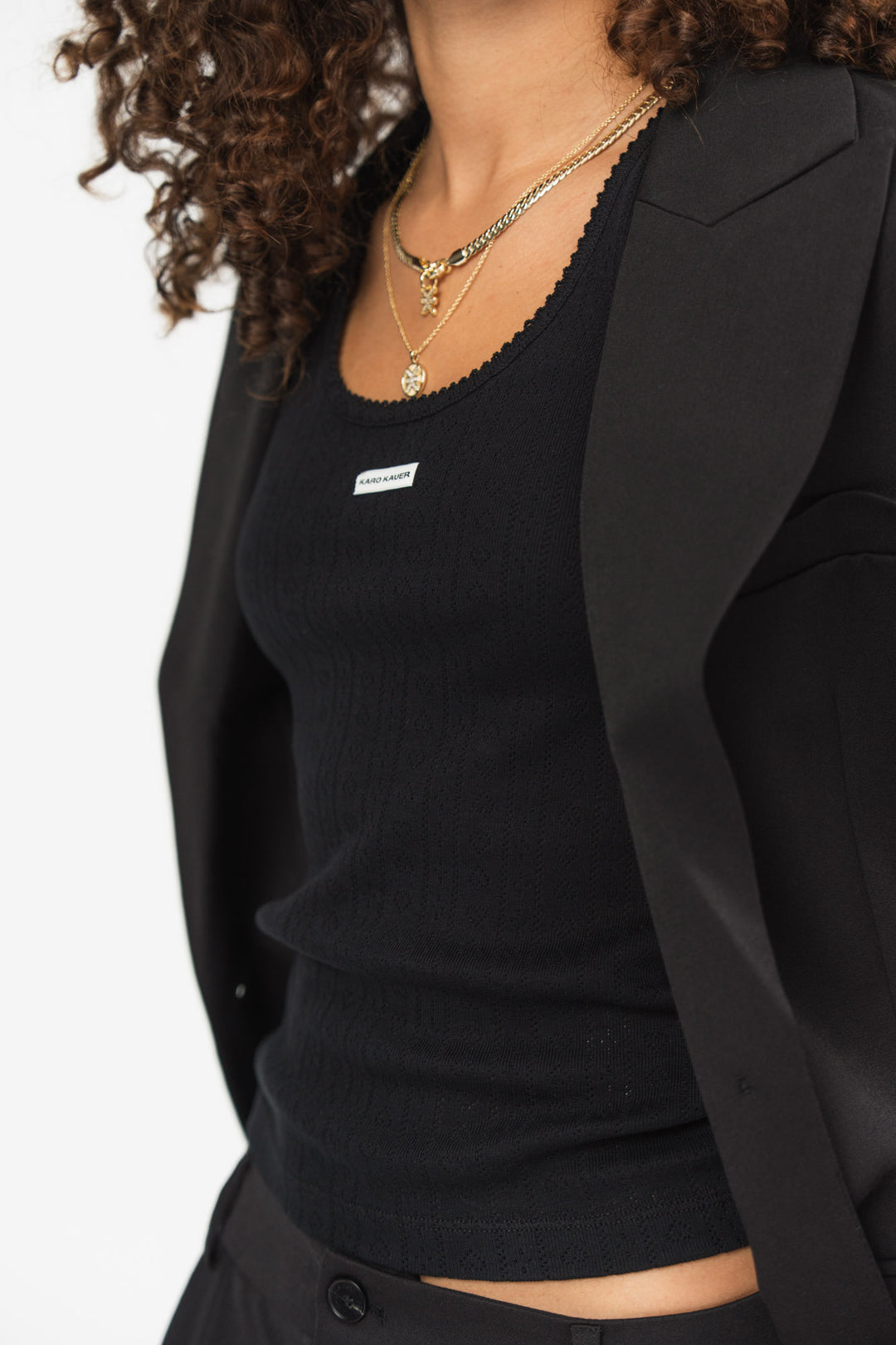 Ajour Top Black