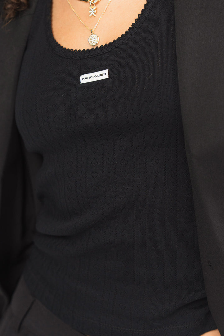 Ajour Top Black