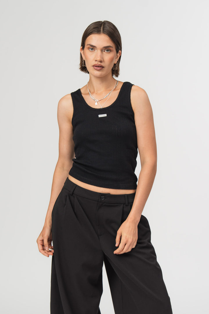 Ajour Top Black