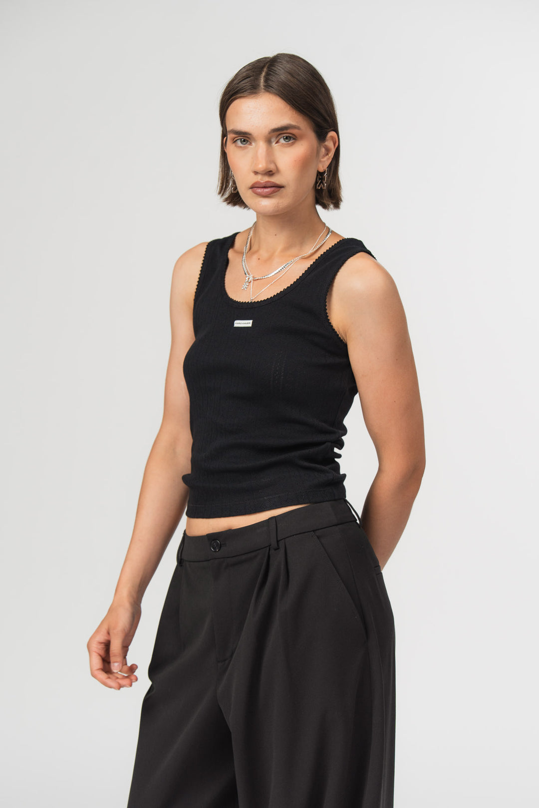 Ajour Top Black