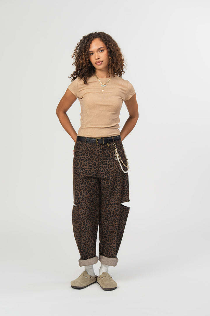 Denim Pants Cut Out Leo