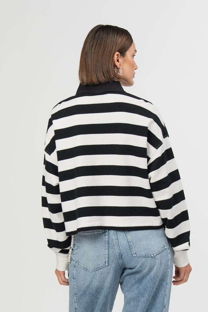 Poloshirt Cropped Striped