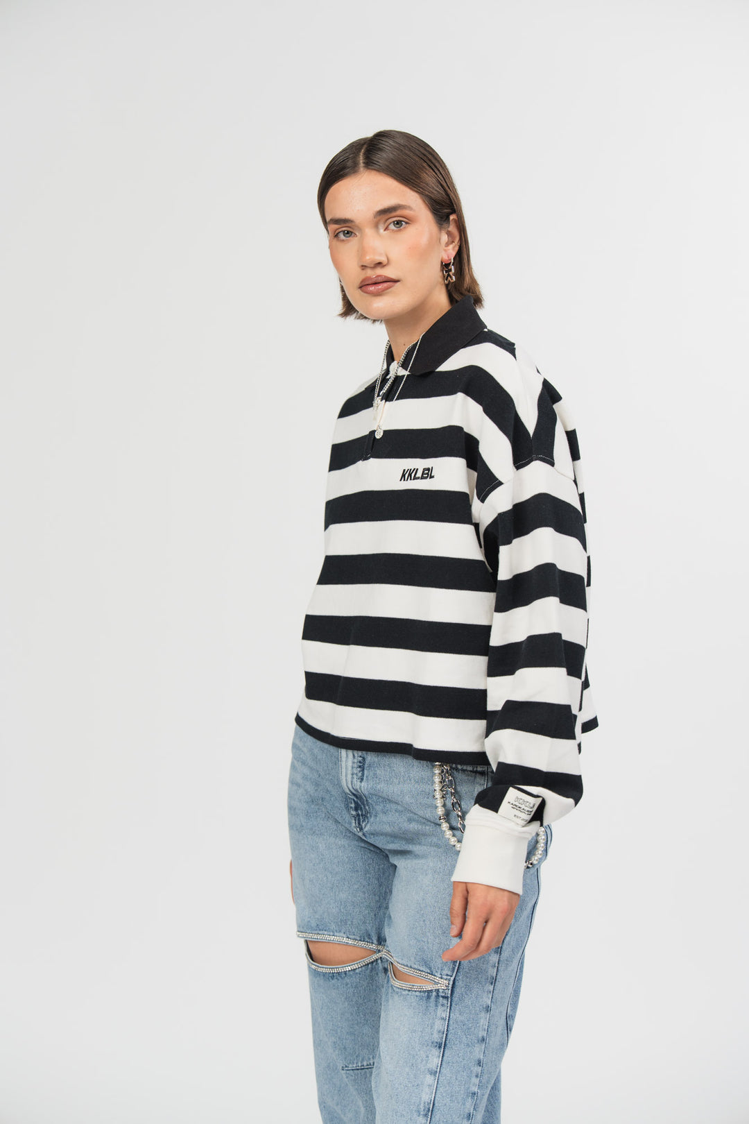Poloshirt Cropped Striped