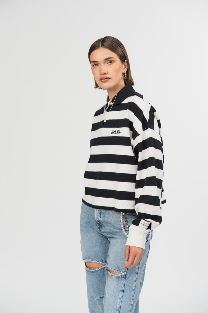 Poloshirt Cropped Striped