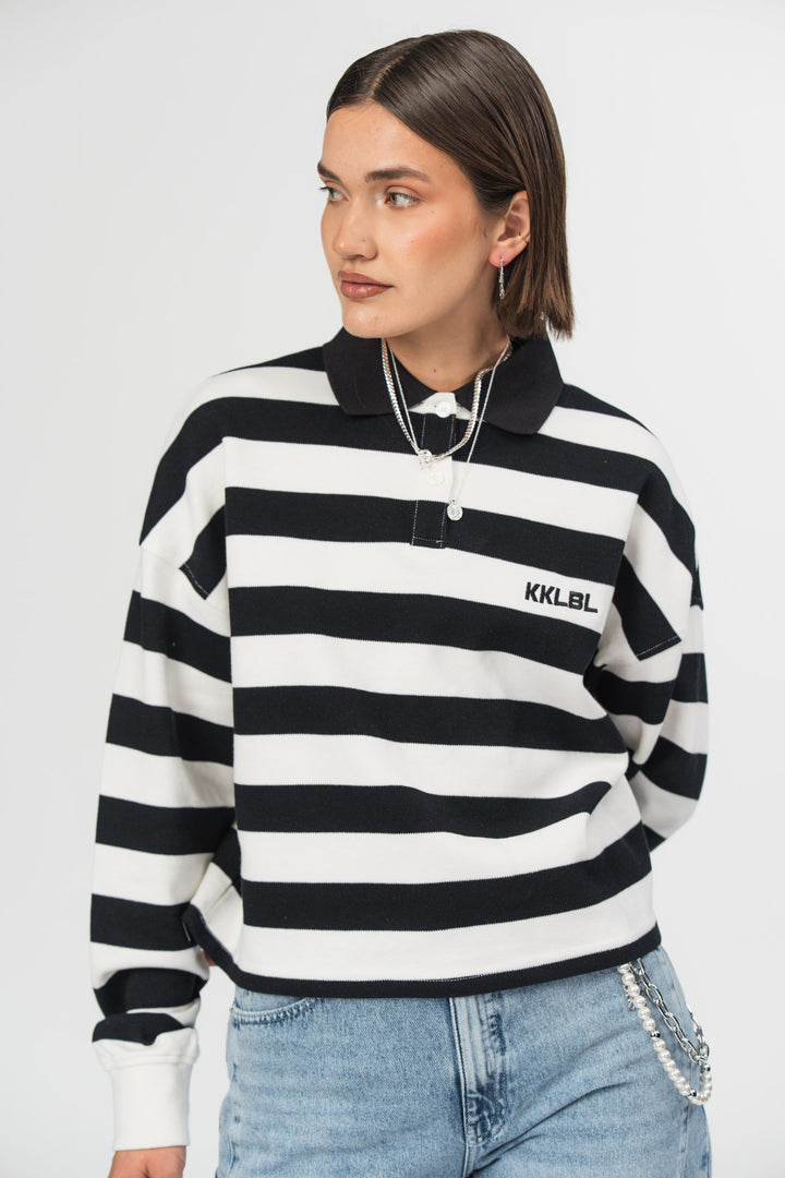 Poloshirt Cropped Striped