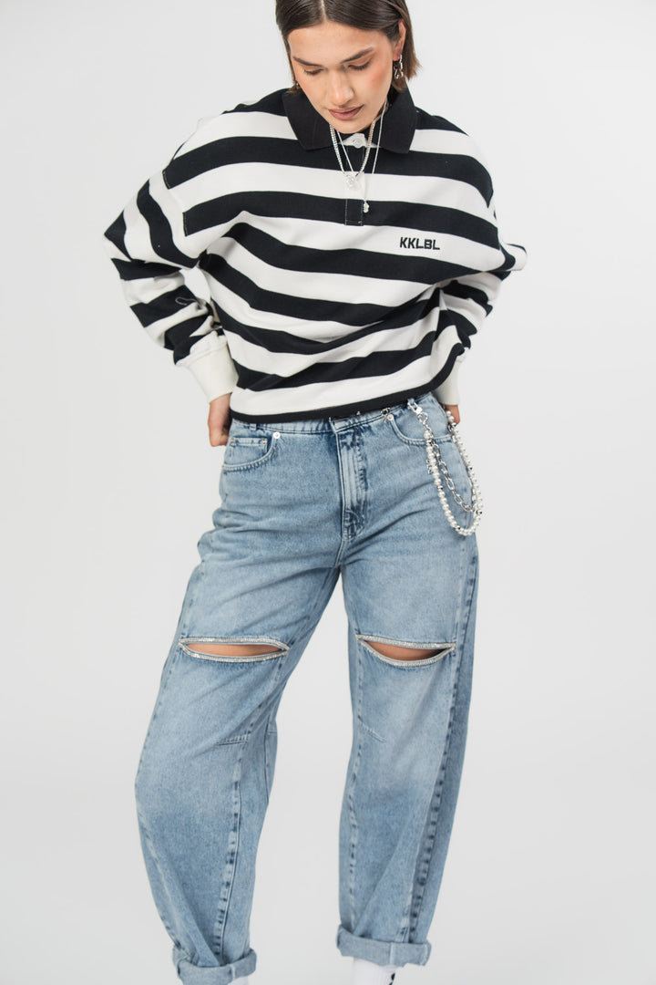 Denim Pants Cut Out Sparkle