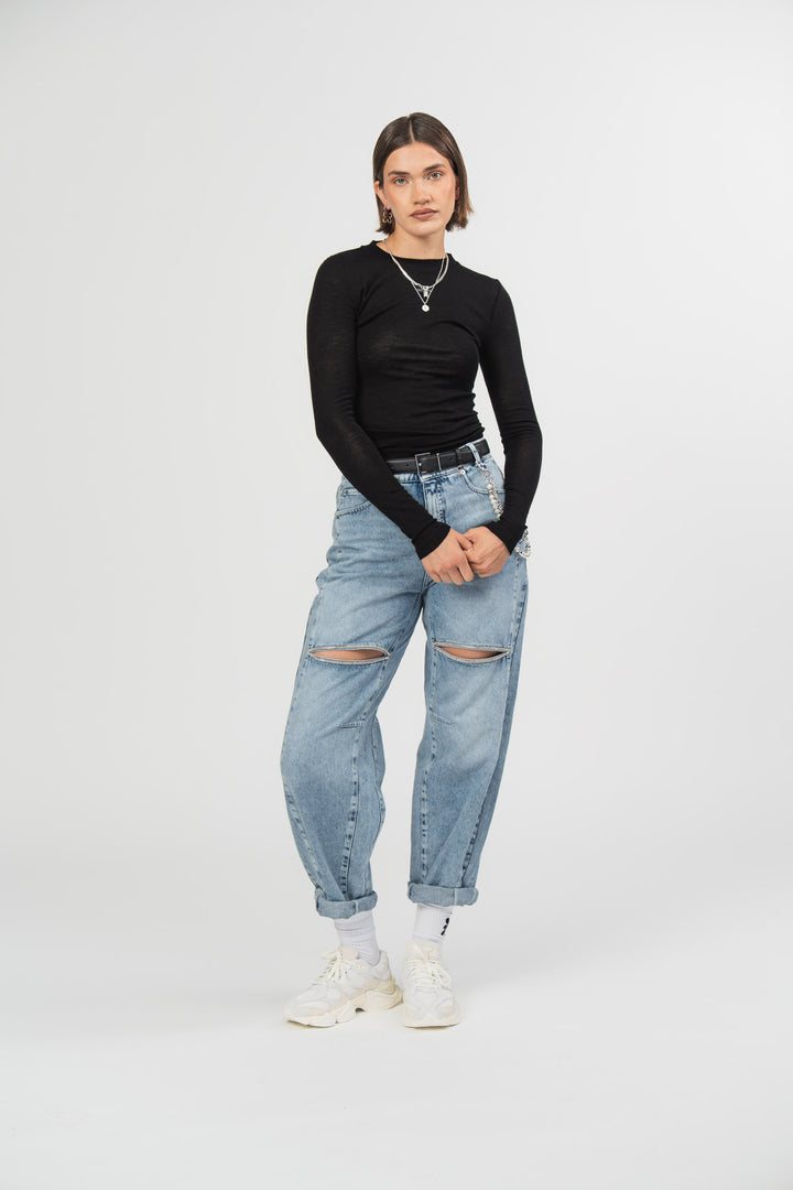 Denim Pants Cut Out Sparkle