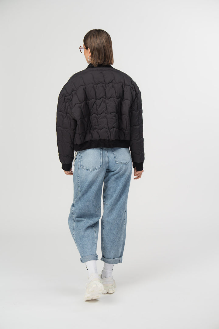 Puffer Bomber Jacket Black