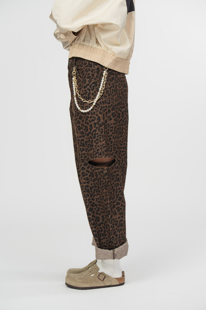 Denim Pants Cut Out Leo