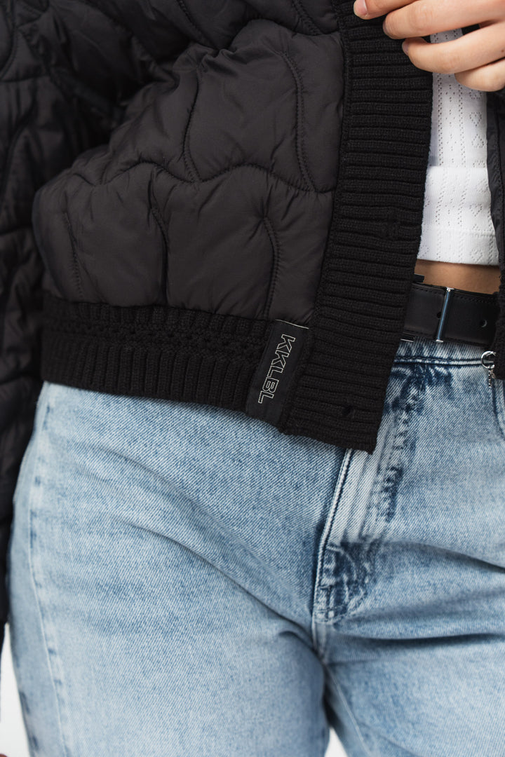 Puffer Bomber Jacket Black