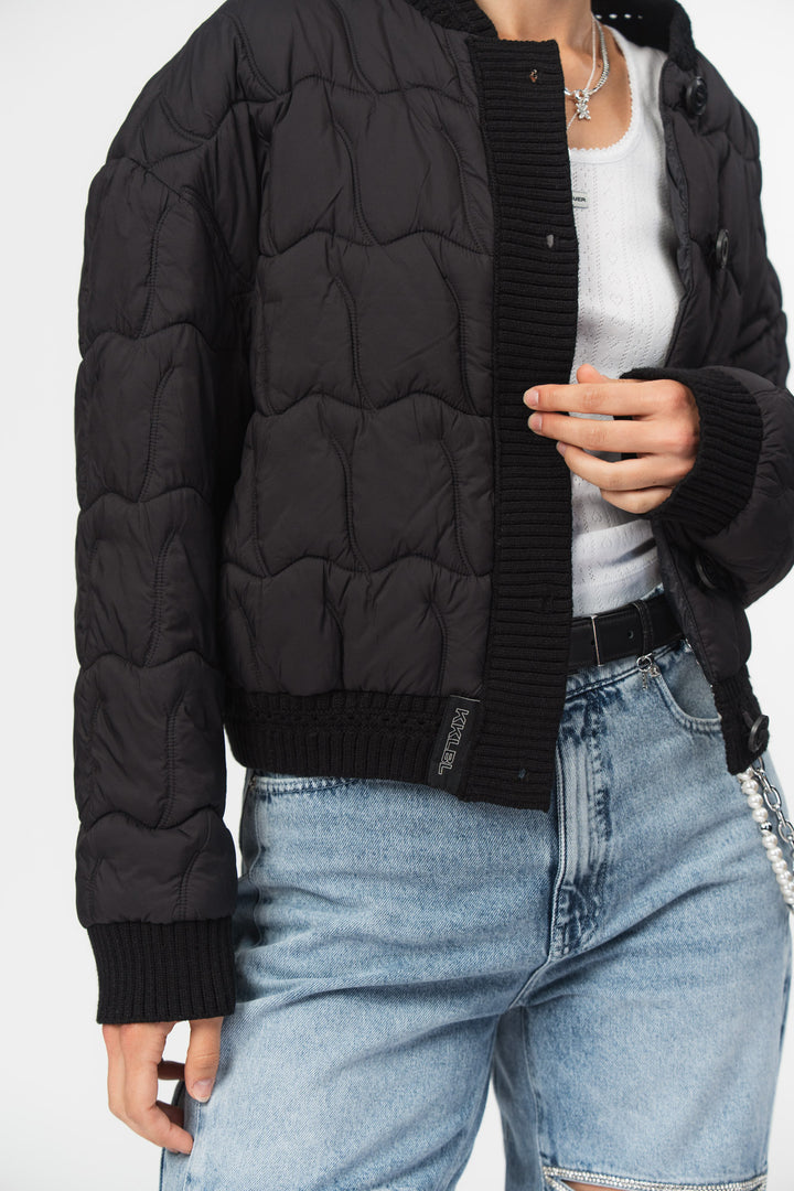 Puffer Bomber Jacket Black