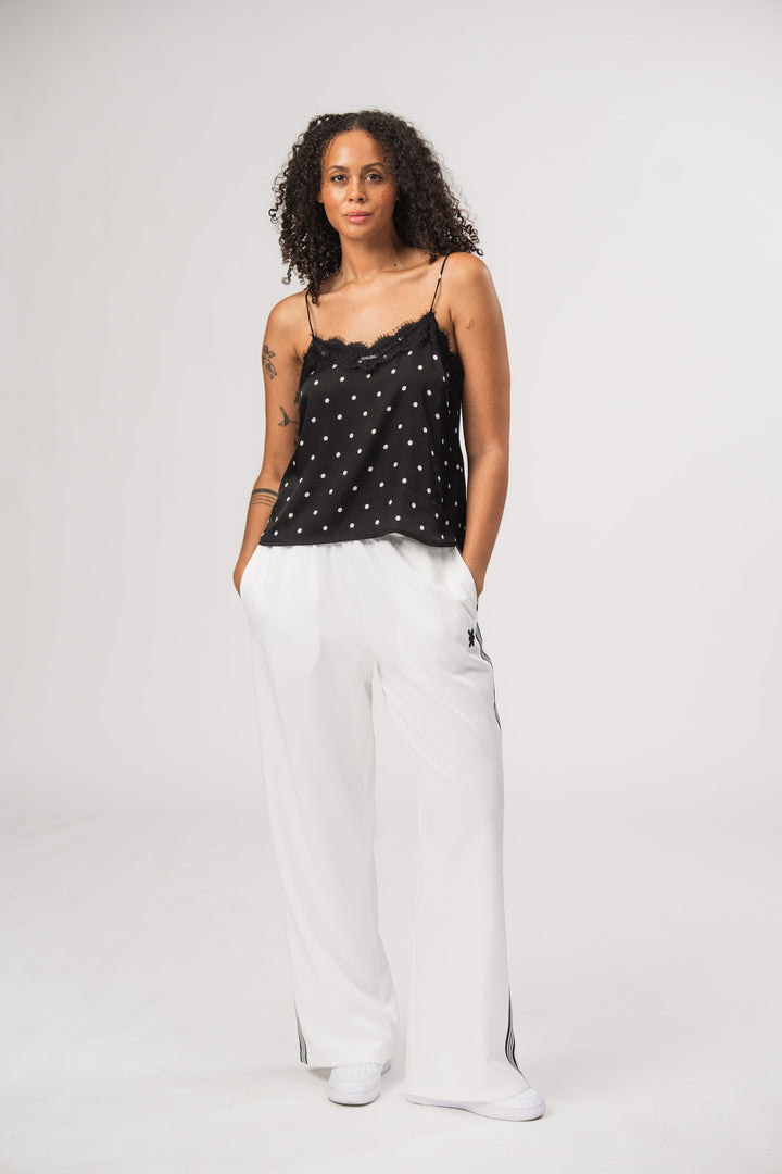 Satin Lace Top Dots Black