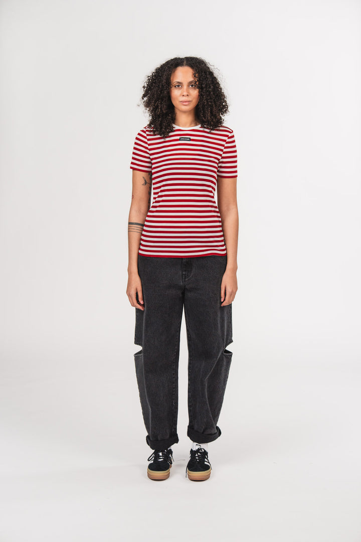 T-Shirt Striped Wine Red - Karo Kauer Label