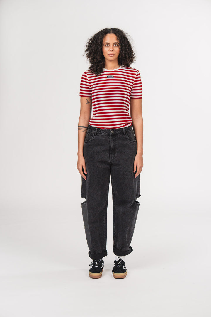 T-Shirt Striped Wine Red - Karo Kauer Label