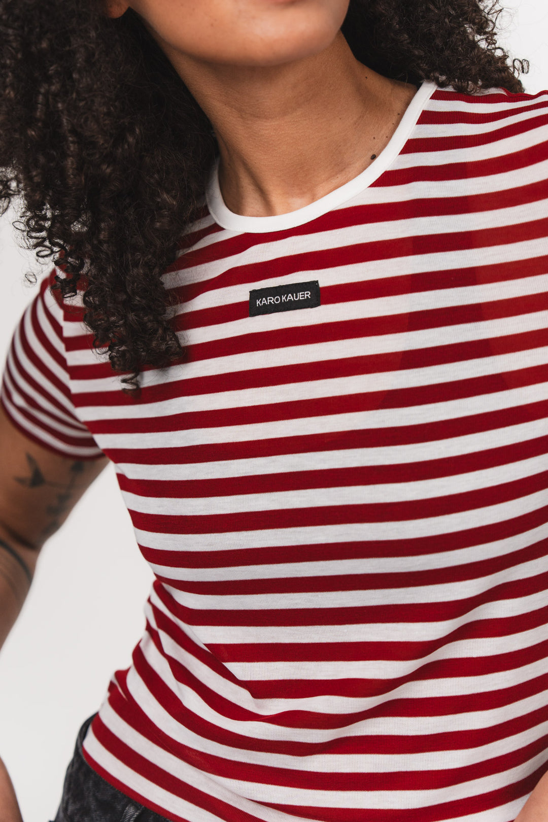 T-Shirt Striped Wine Red - Karo Kauer Label