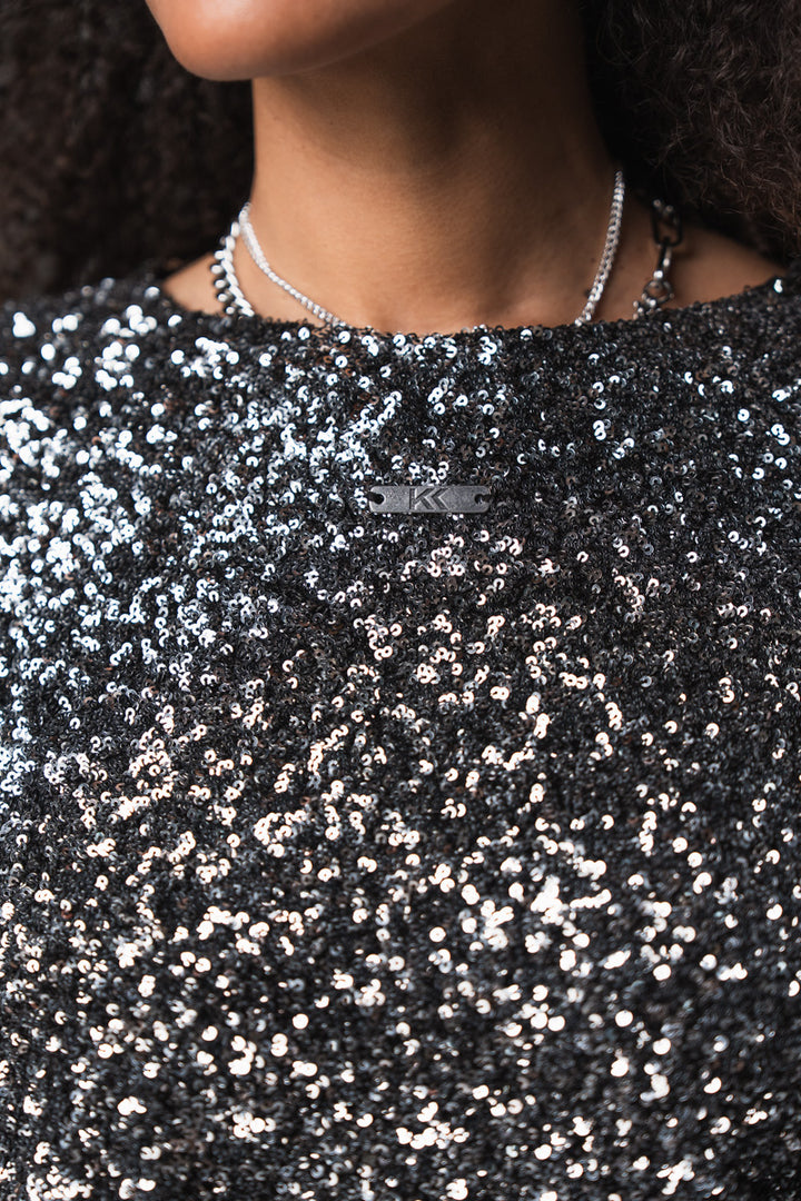 Longsleeve Sequins Silver - Karo Kauer Label
