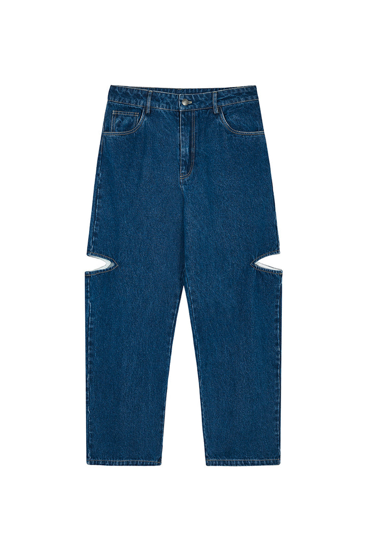 Denim Pants Cut Out Dark Blue
